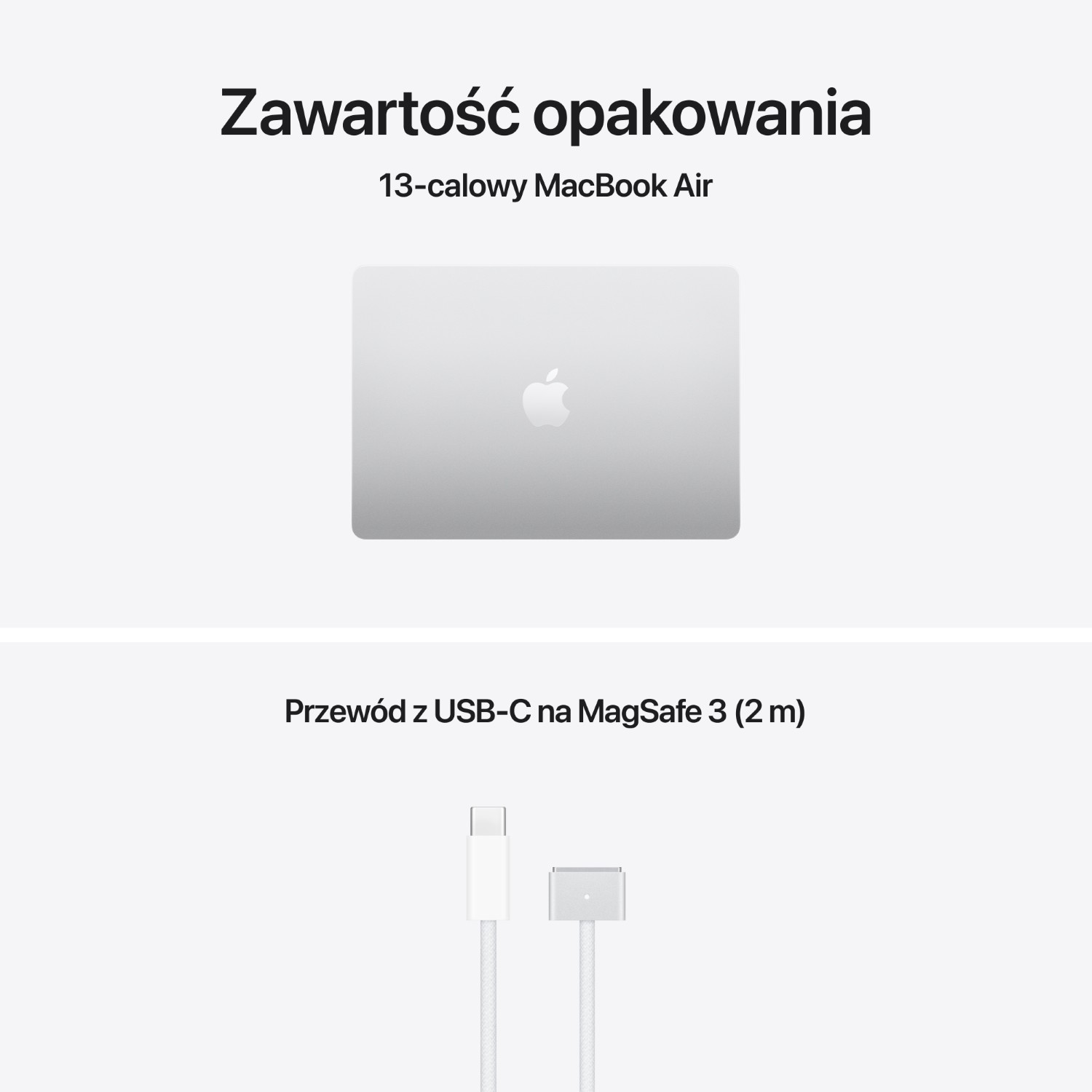 MacBook Air 13" i kabel USB-C na MagSafe 3 (2 m).