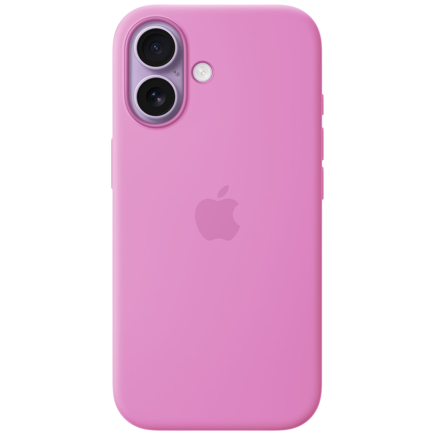 Achterkant van een roze iPhone met twee camera's en een Apple-logo.