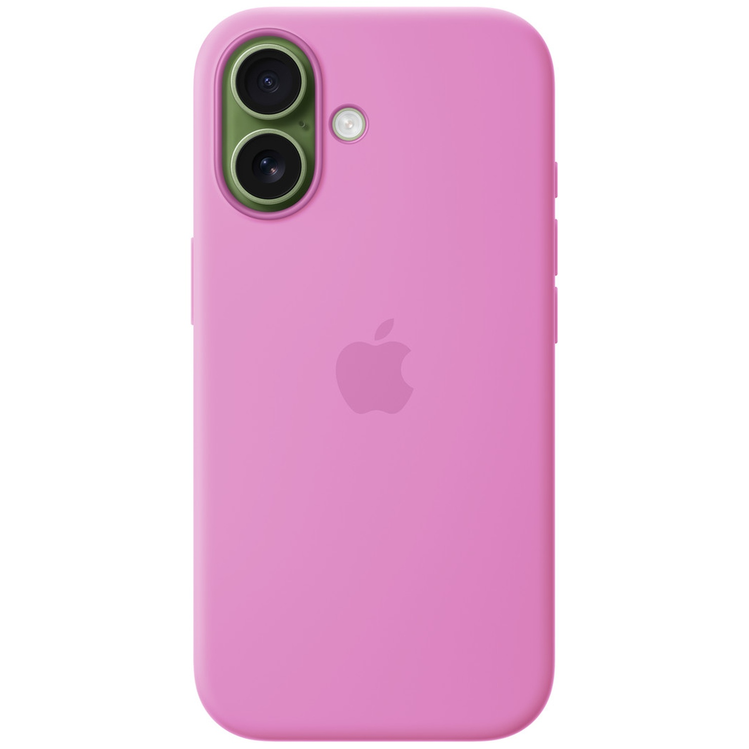 Een roze telefoonhoes met twee camera's en een flitser.