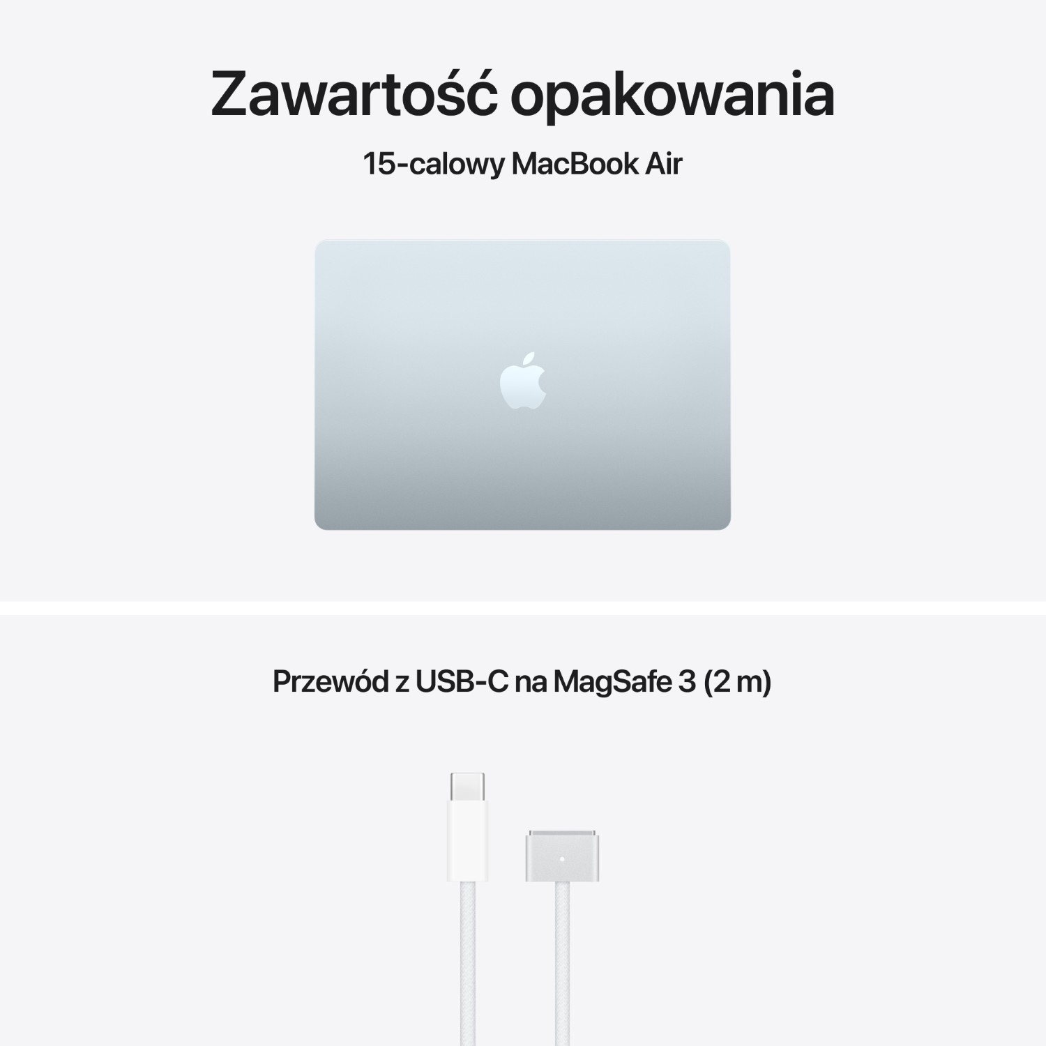 MacBook Air i kabel USB-C na MagSafe 3 (2 m).