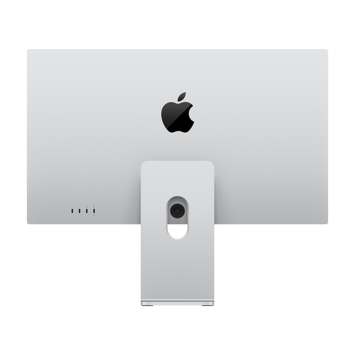 Retro di un iMac argentato con logo Apple e porte.