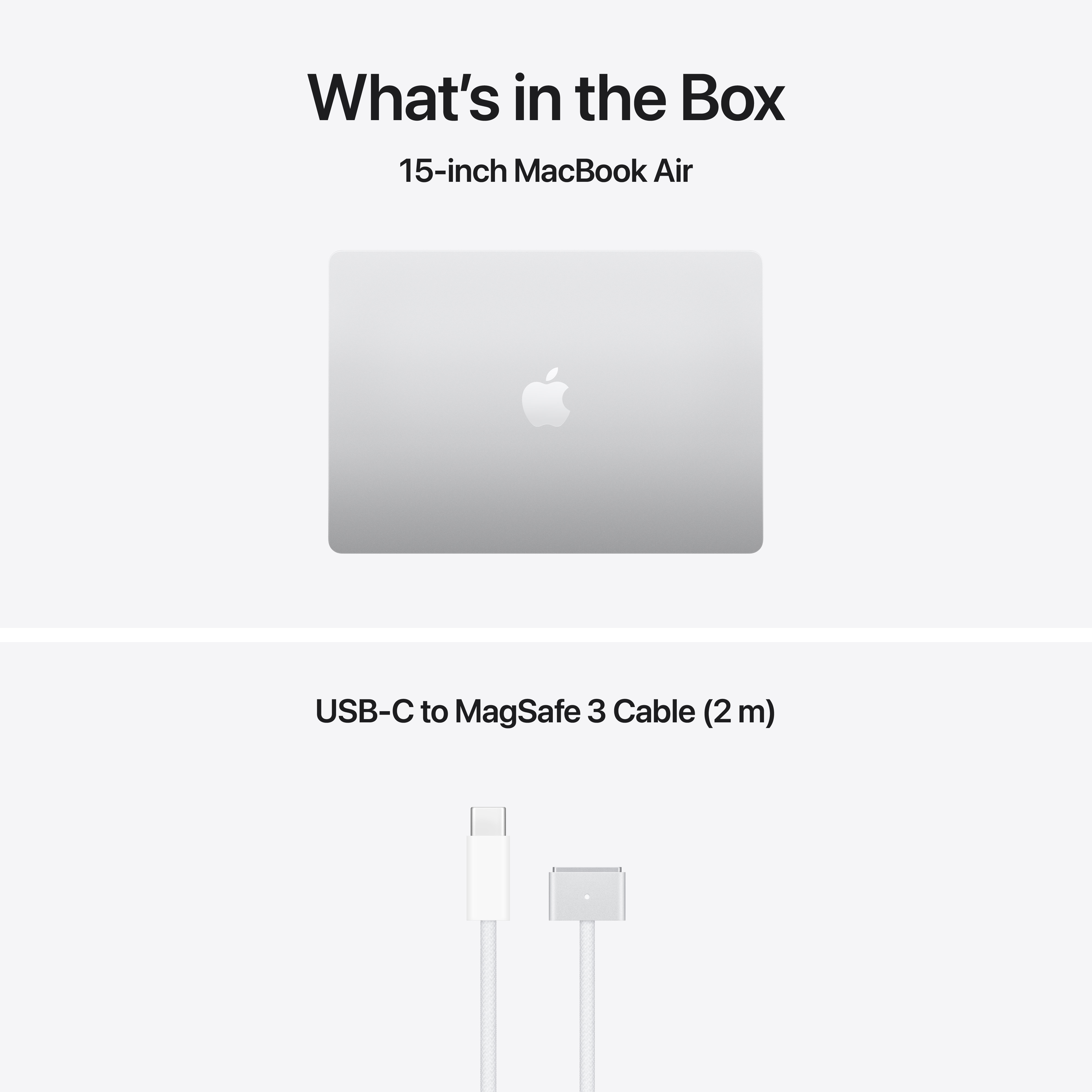 MacBook Air argenté et câble USB-C vers MagSafe 3.