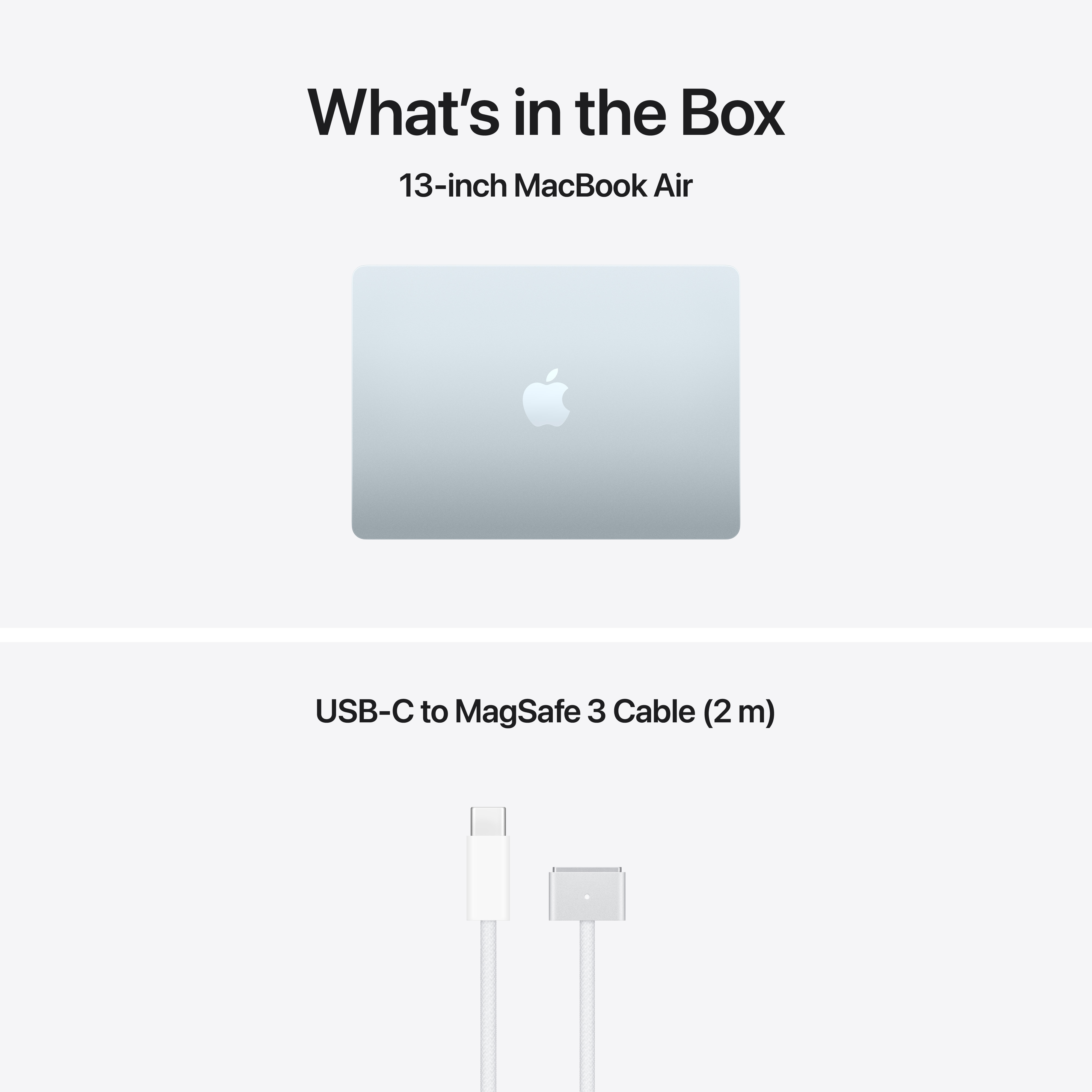 Un MacBook Air da 13 pollici e un cavo USB-C MagSafe 3.