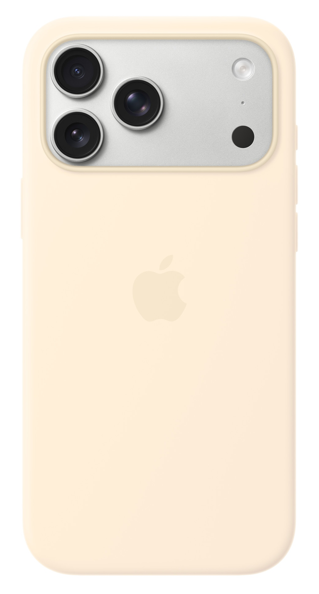 Jasnożółte etui na telefon z trzema obiektywami i lampą błyskową.