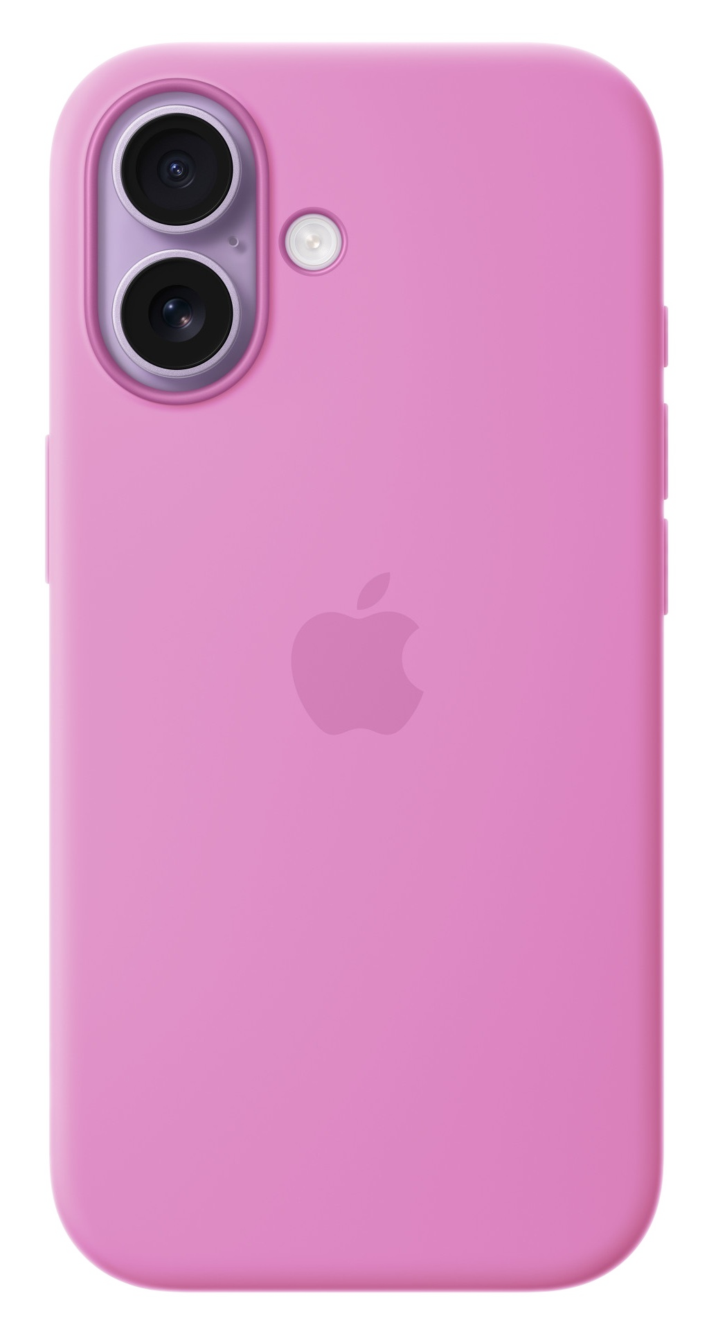 Tył różowego iPhone'a z podwójnym aparatem i logo Apple.