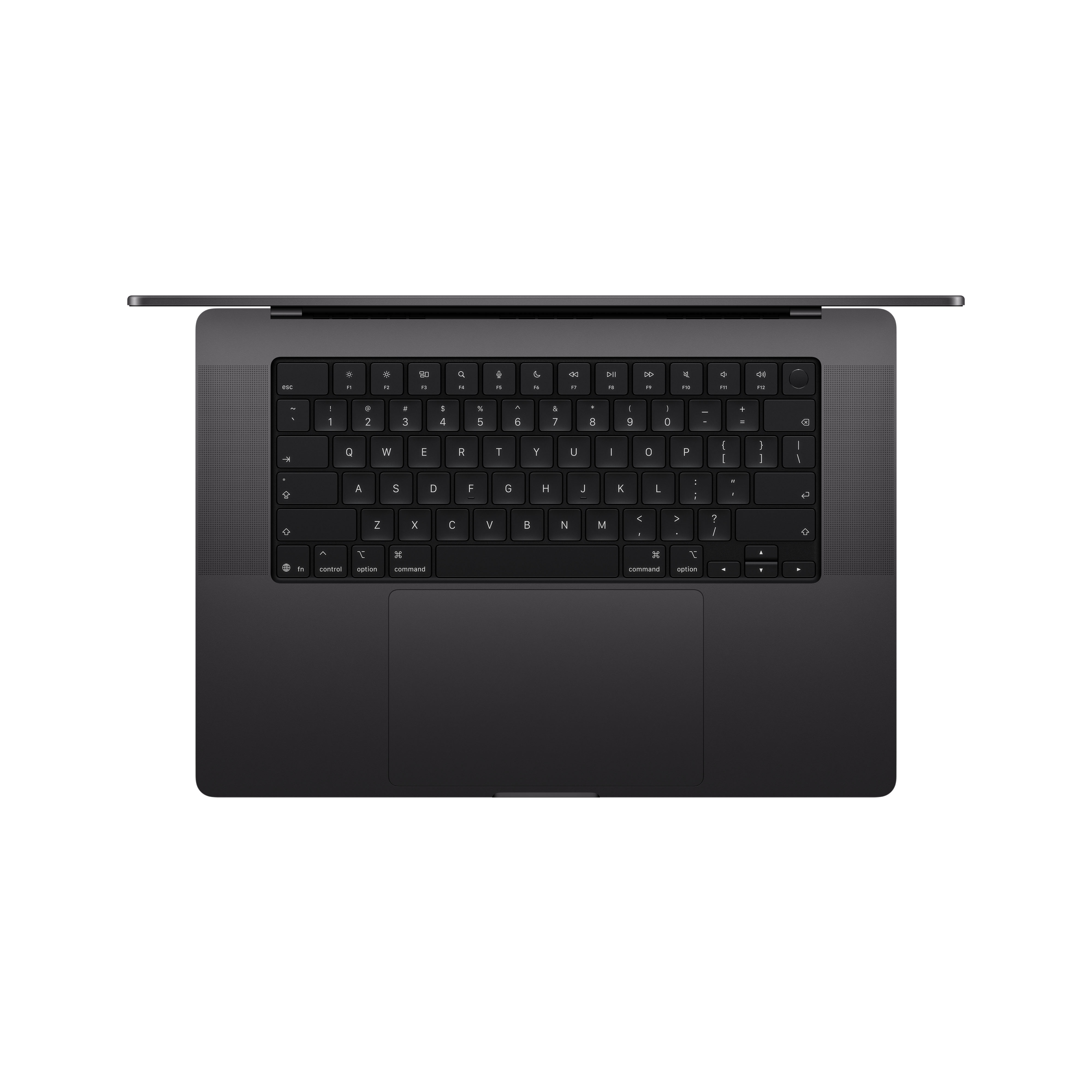 MacBook grigio scuro con display aperto. Tastiera e trackpad visibili.