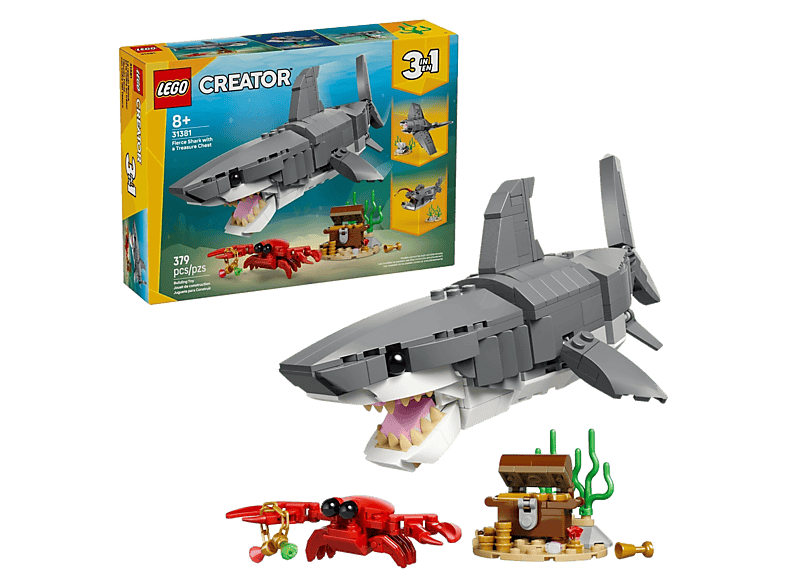 Klocki LEGO Creator 3w1 Groźny rekin i skrzynia ze skarbem 31381