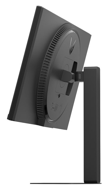 Tył czarnego monitora z otworami wentylacyjnymi i podstawą.