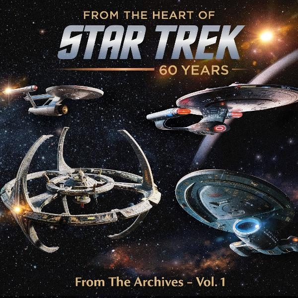 Star-Trek-Schiffe und eine Raumstation vor Sternenhintergrund.