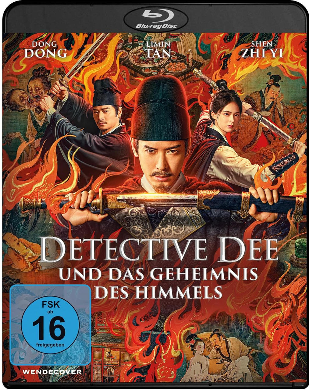 Poster für "Detective Dee": Männer und Frauen in historischen Kostümen, umgeben von Flammen.
