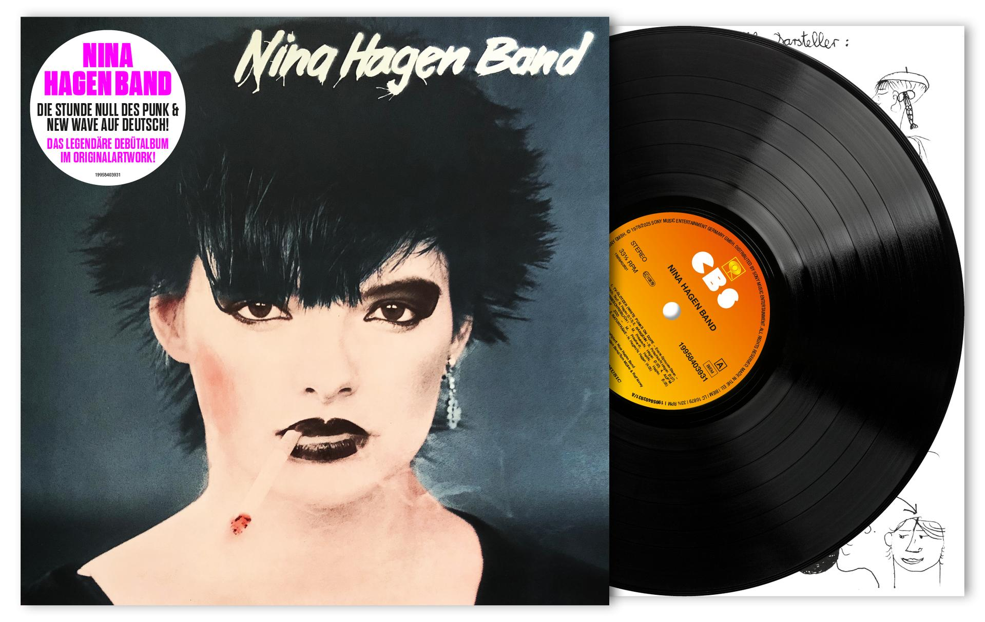 Nina Hagen Band LP-Cover mit Nina Hagen und Schallplatte.