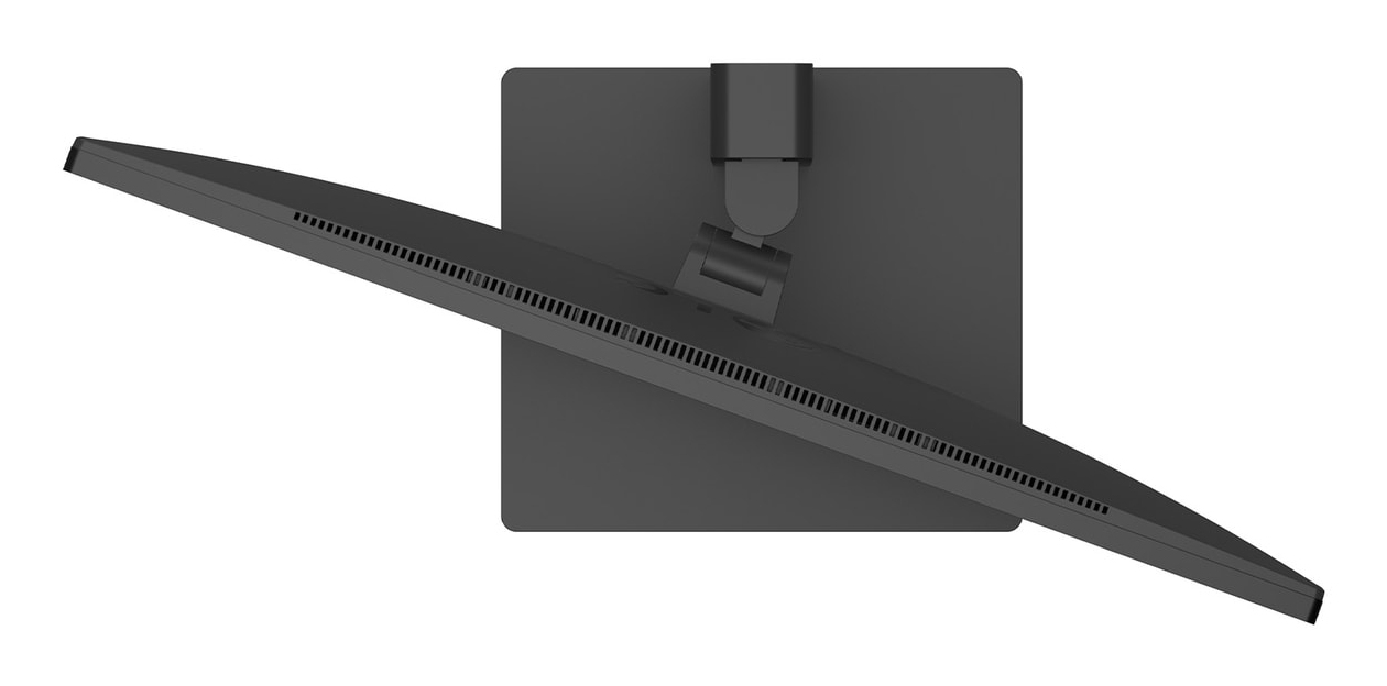 Czarny monitor z regulowanym stojakiem, widok z góry.