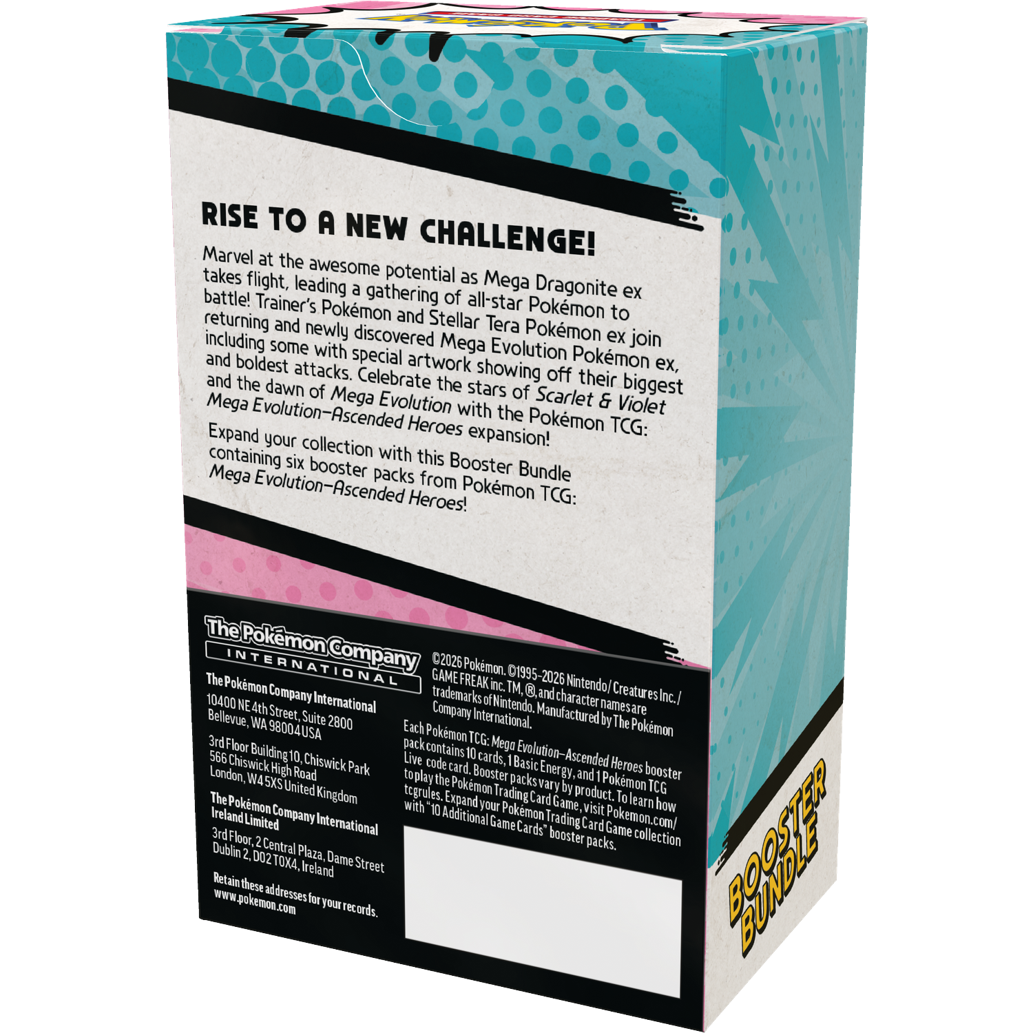 Pokémon TCG Mega Evolution-Ascended Heroes Booster Bundle with text and logos.
