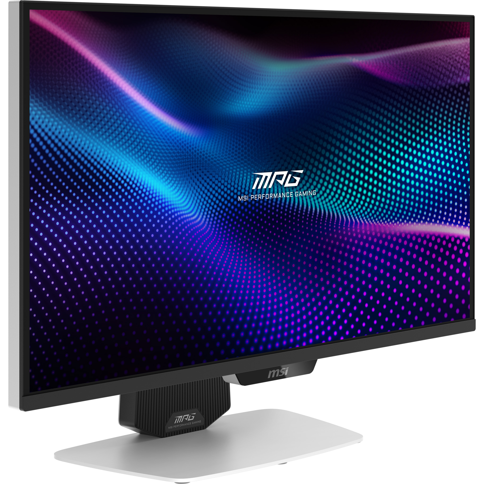 Ein moderner Gaming-Monitor mit einem abstrakten, leuchtenden Hintergrund.