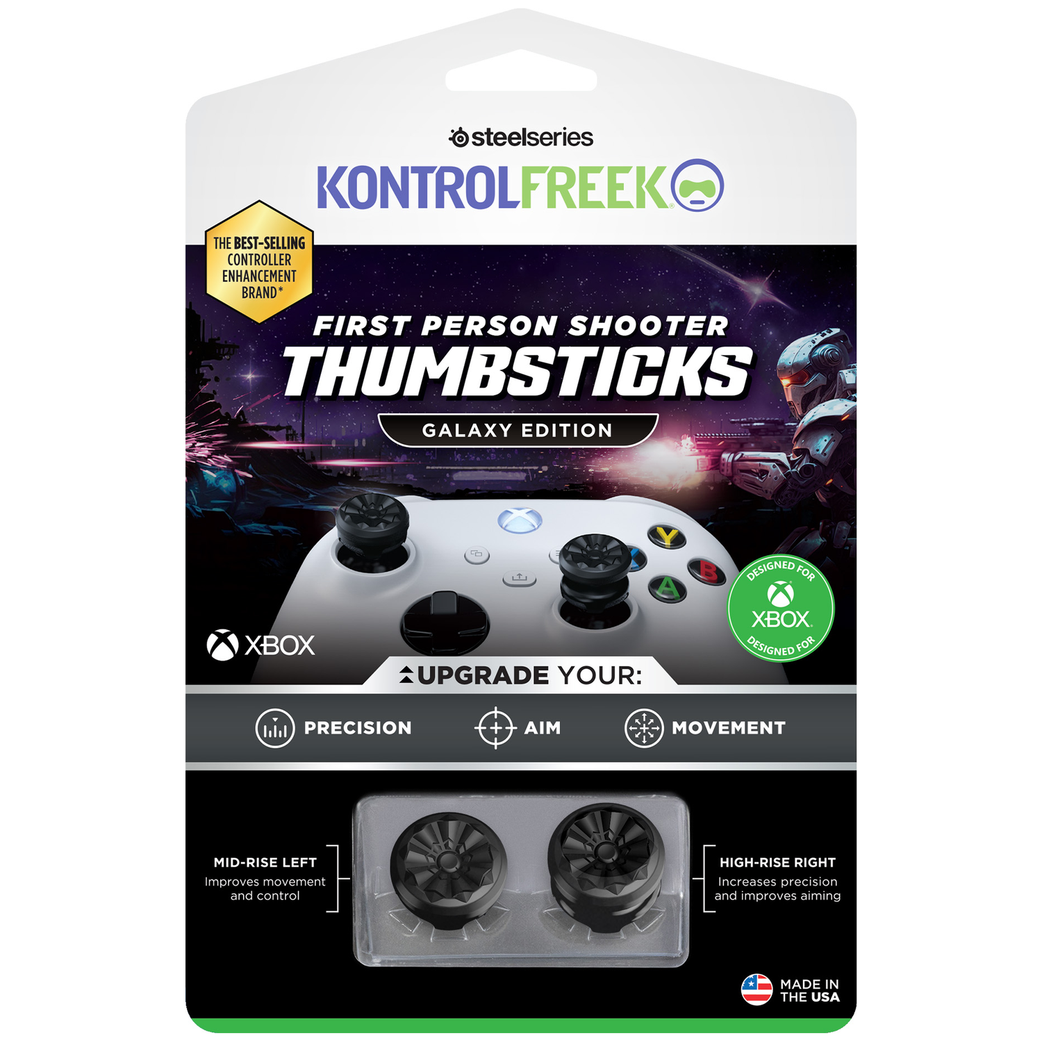 Steelseries KontrolFreek Galaxy Edition thumbsticks voor Xbox, verbetert precisie en richten.