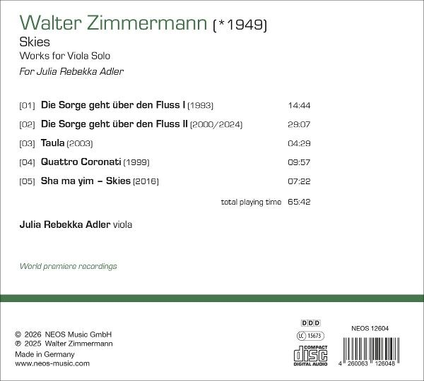 CD-Cover: Walter Zimmermann, Komponist; Julia Rebekka Adler, Viola; Werkliste.