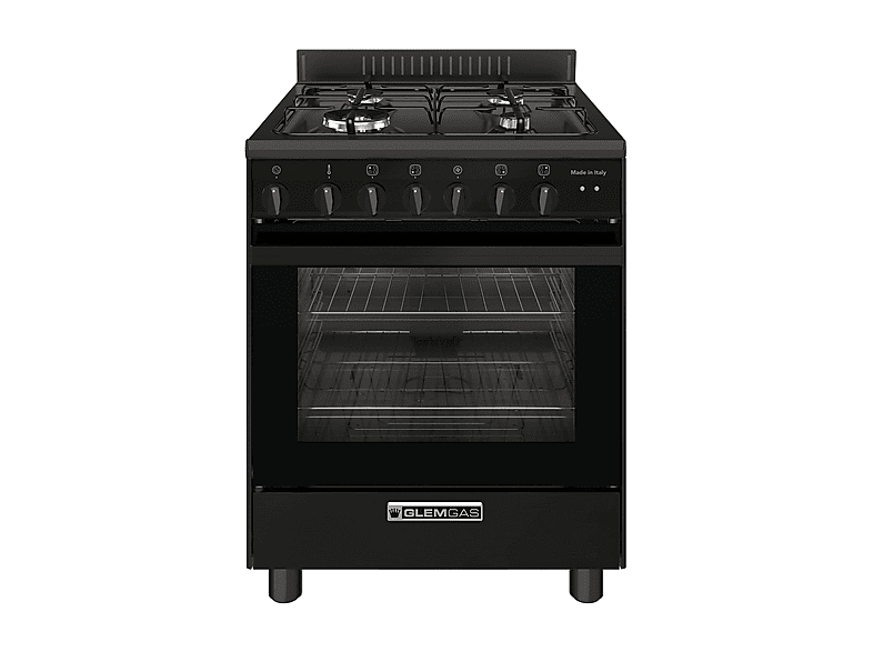 Glem Gas Cucina Piano Gas Forno Elettrico SA66TMBK Nero Carbone