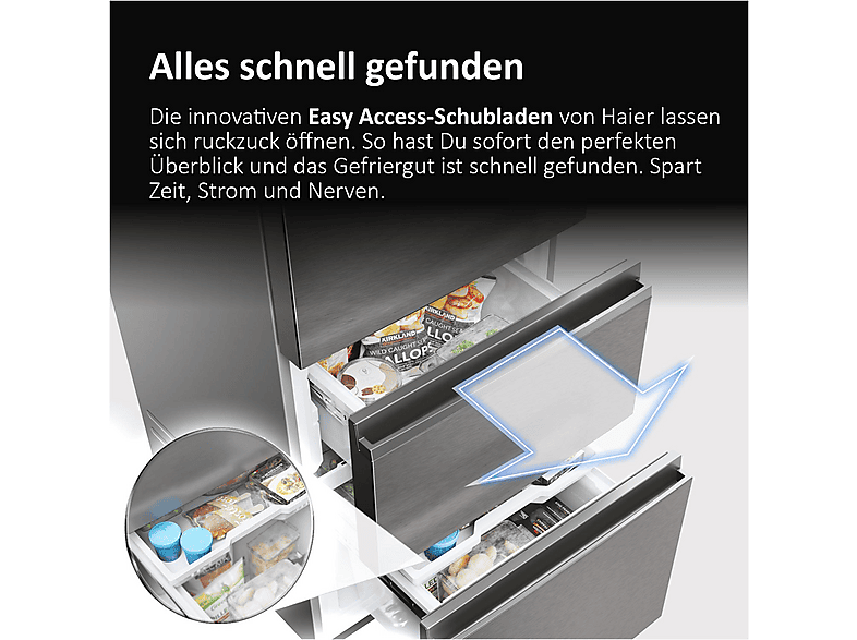 HAIER HTR3620CNMP 3D 60 Kühlgefrierkombination (C, 414 l, 2050 mm hoch, Dark inox)