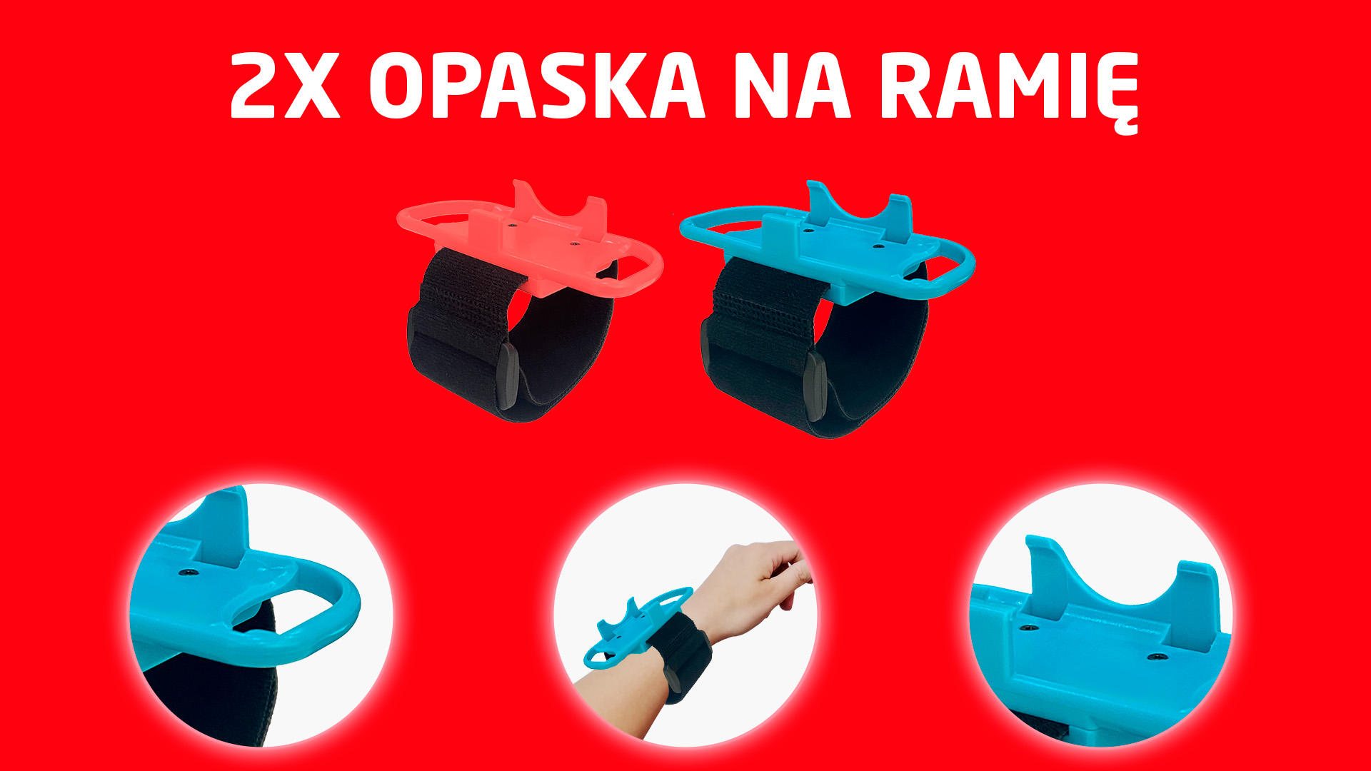 Dwa paski na ramię, czerwony i niebieski, do kontrolerów.