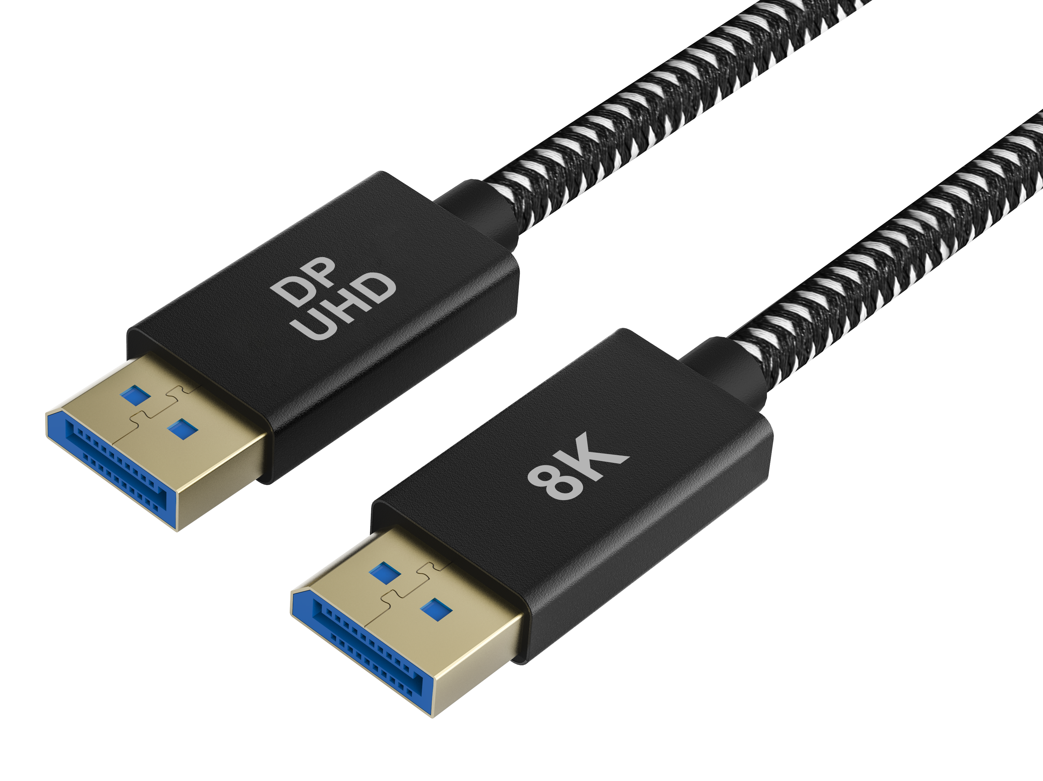 Kabel Displayport z rozdzielczością 8K i oznaczeniem DP UHD.