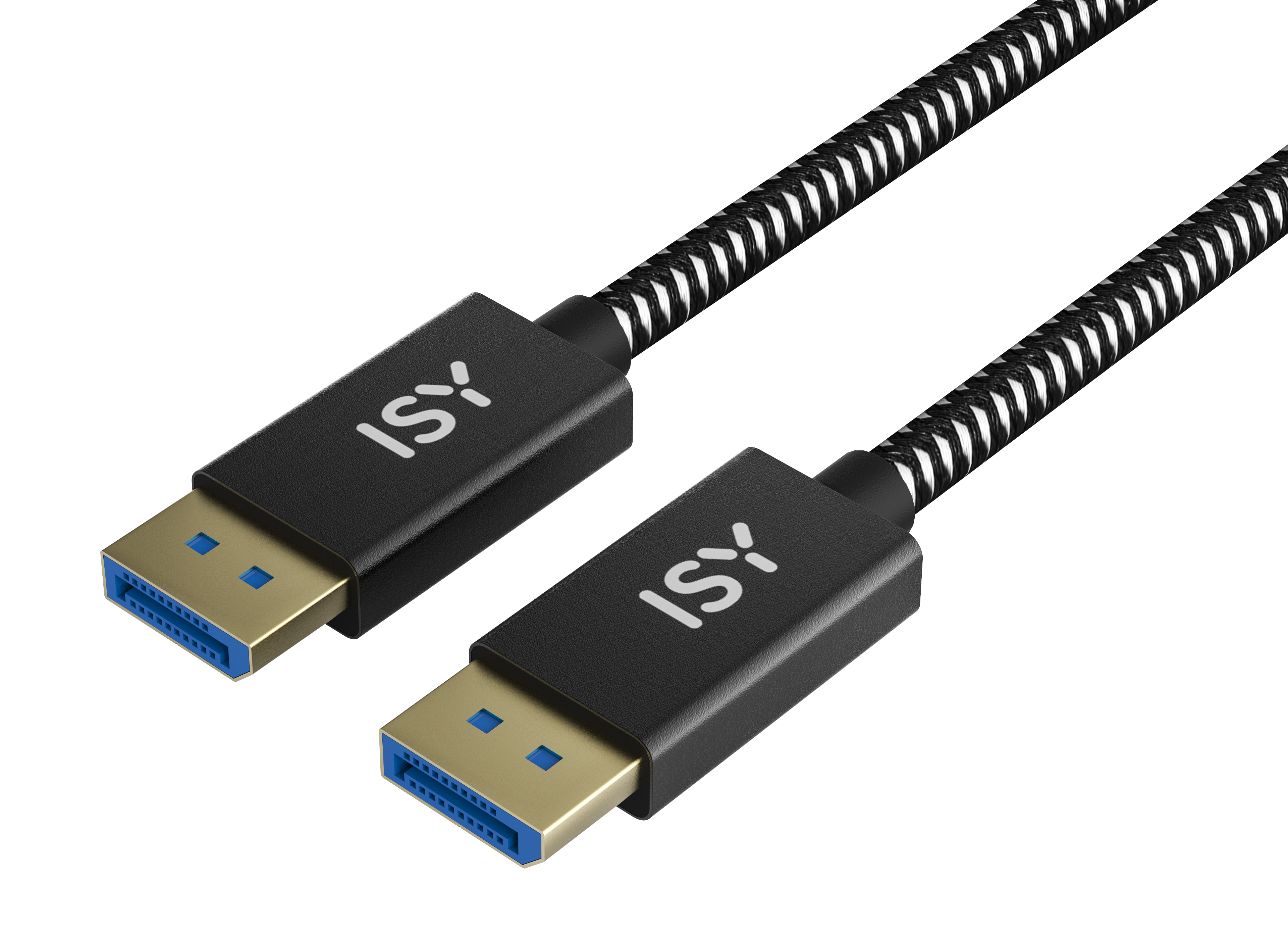 Dwa czarne kable USB ze srebrnym wzorem i złotymi złączami.