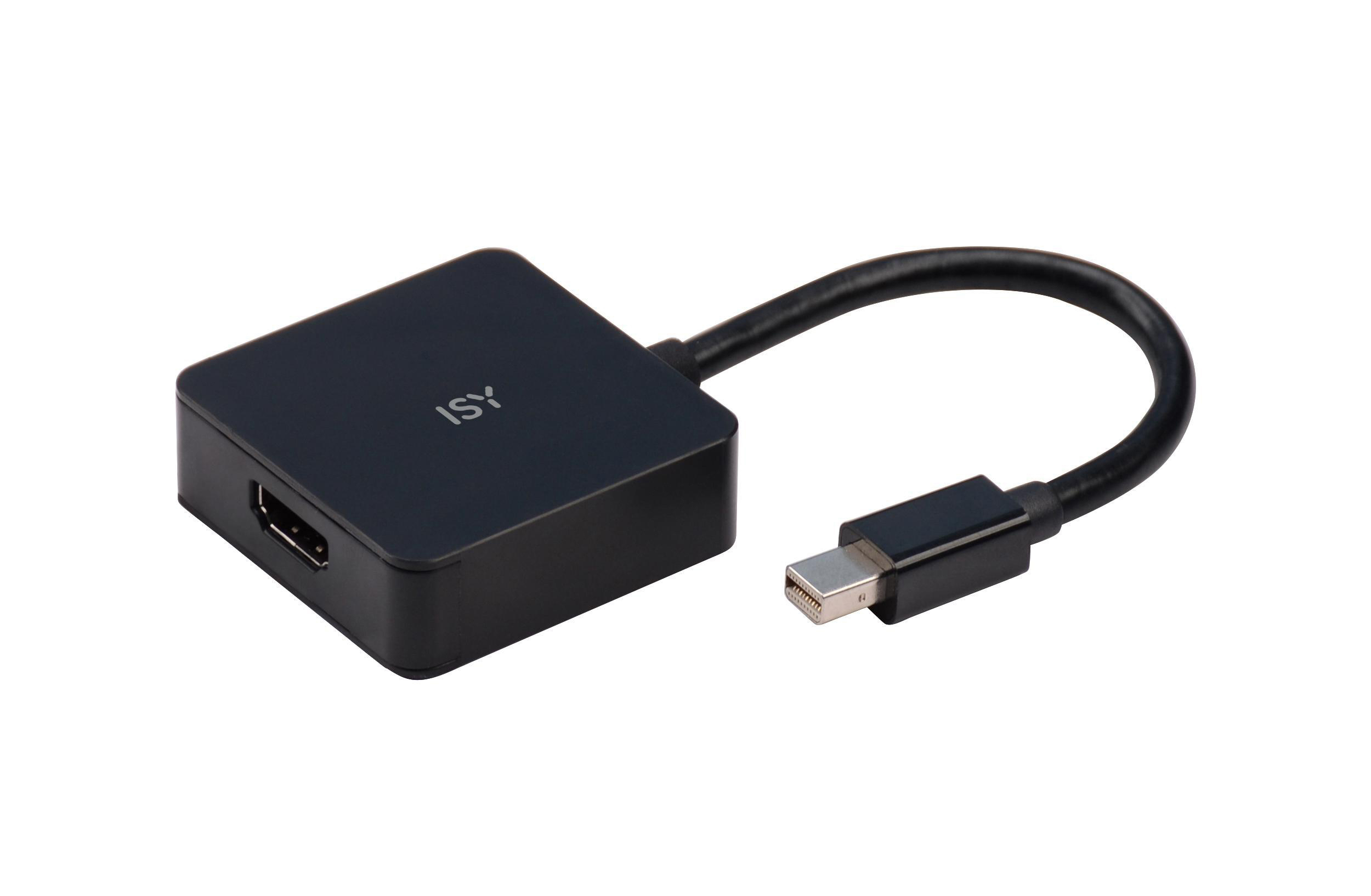 Czarny adapter z gniazdami HDMI i Mini DisplayPort.