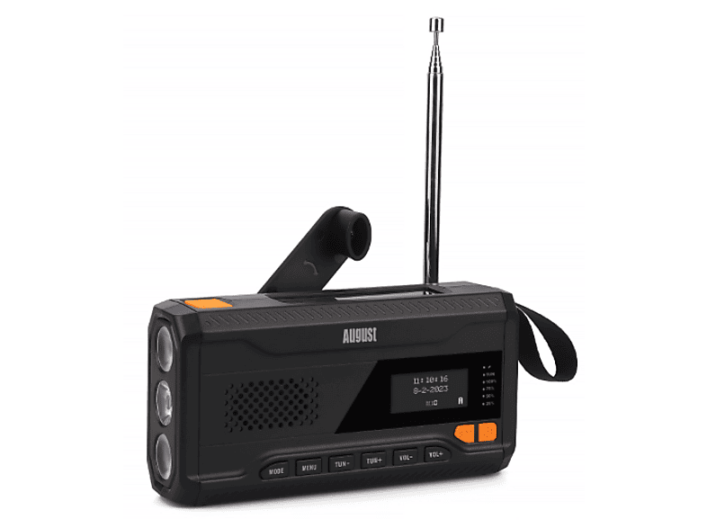 AUGUST MB290B Notfallradio DAB/FM/Bluetooth - Solar Radio, Powerbank, Taschenlampe mit Handkurbel