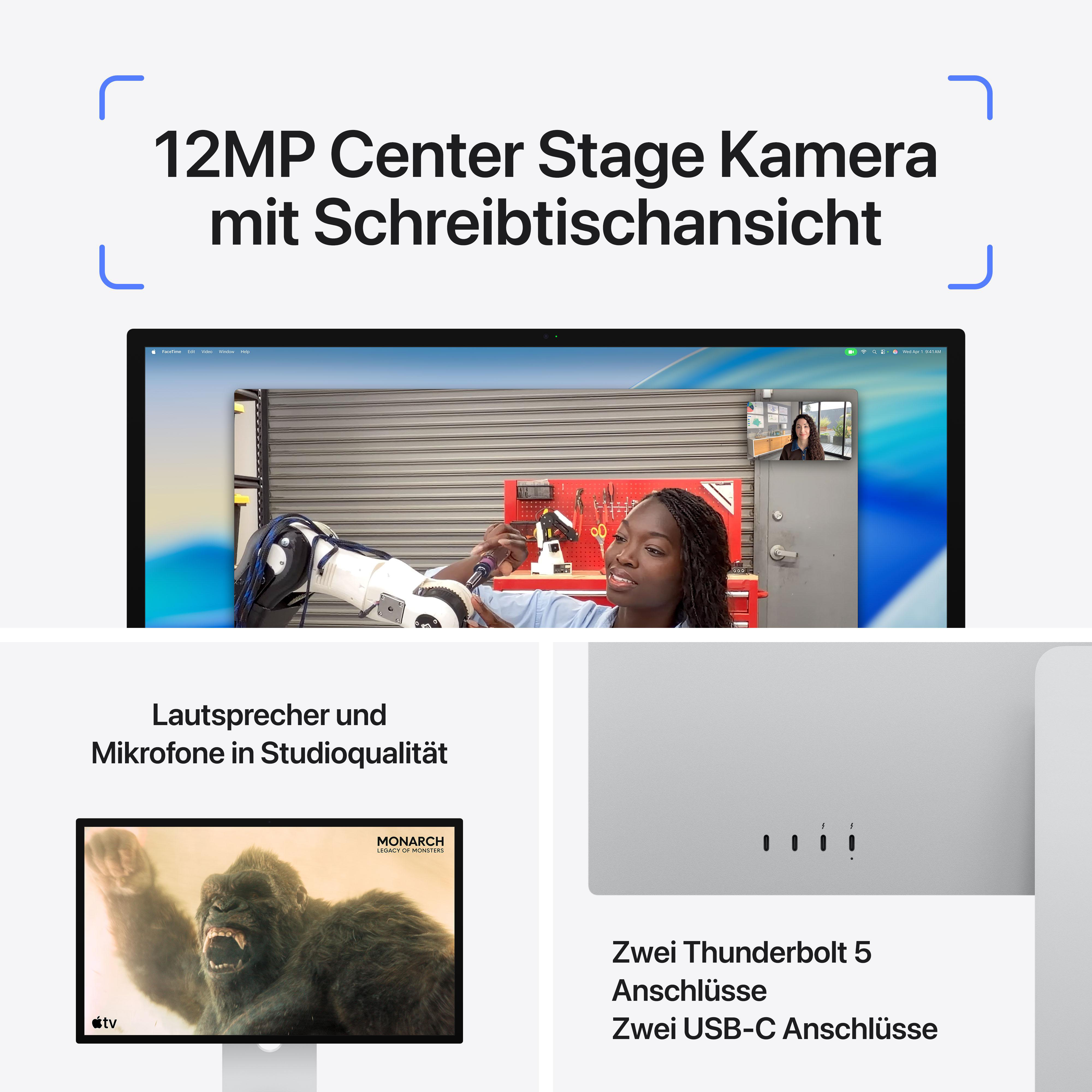 Ein Mac mit einer 12MP Kamera, Lautsprechern und Anschlüssen.