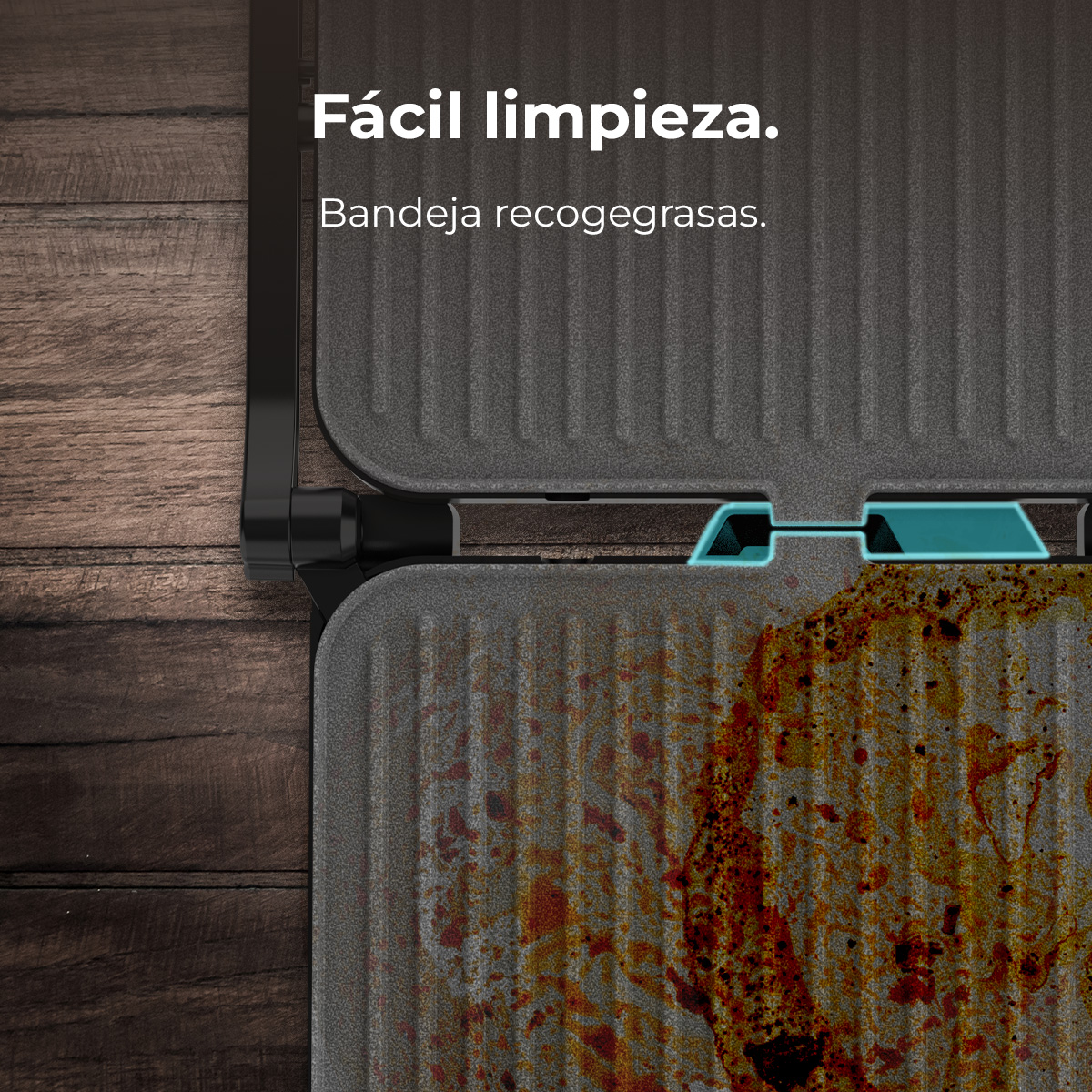 Fácil limpieza. Bandeja recogegrasas.