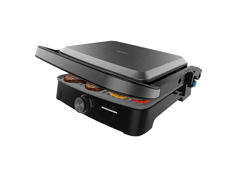 Grill - Cecotec Rock'nGrill 2000 Full Open, W, Revestimiento RockStone, Apertura 180°, Placa flotante, Bandeja recogegrasas, Negro