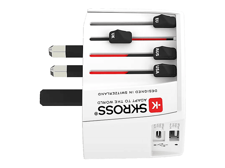 SKROSS World CH Reiseadapter 1xUSB / 1xUSB-C, Weiss