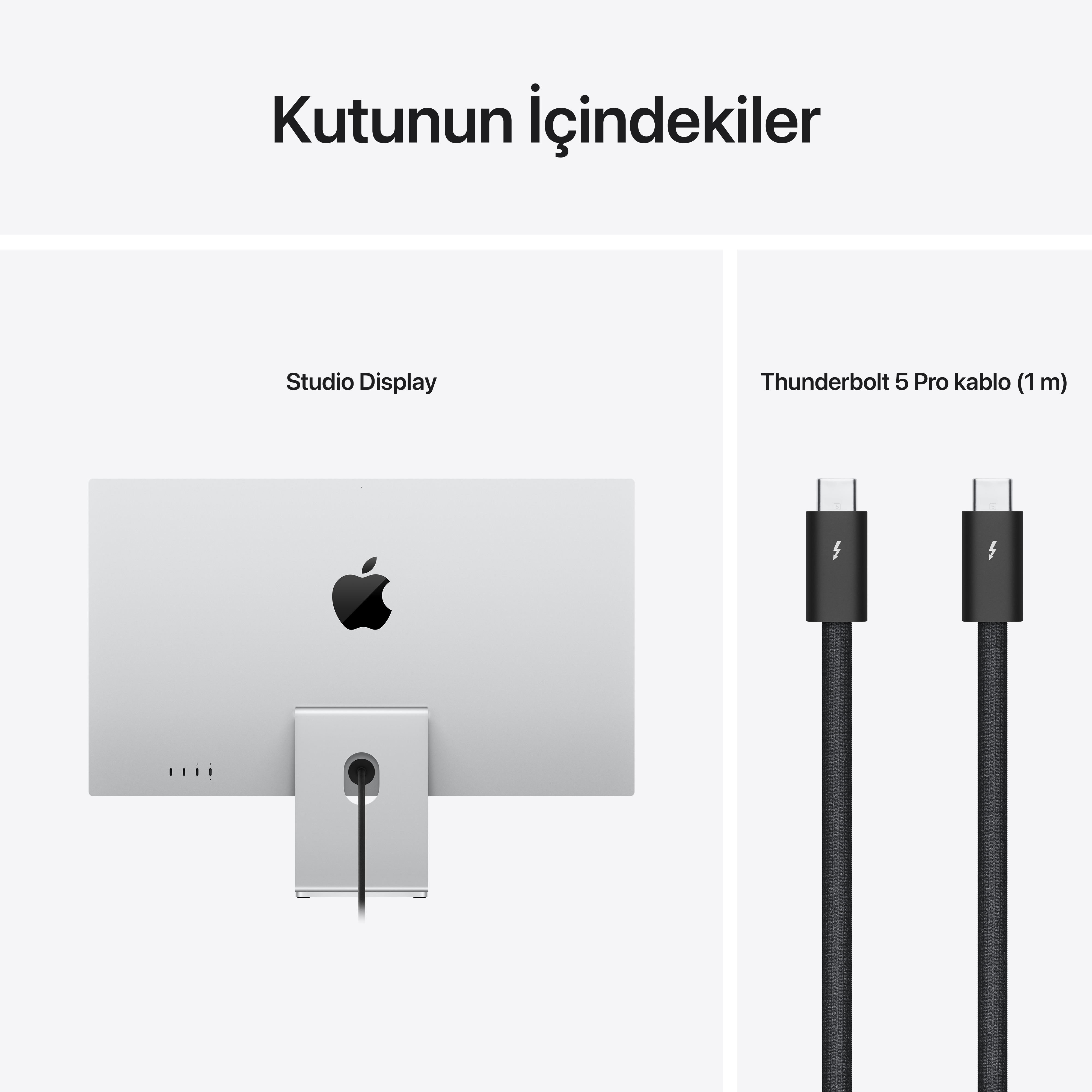 Studio Display ve Thunderbolt 5 Pro kablosu (1m).