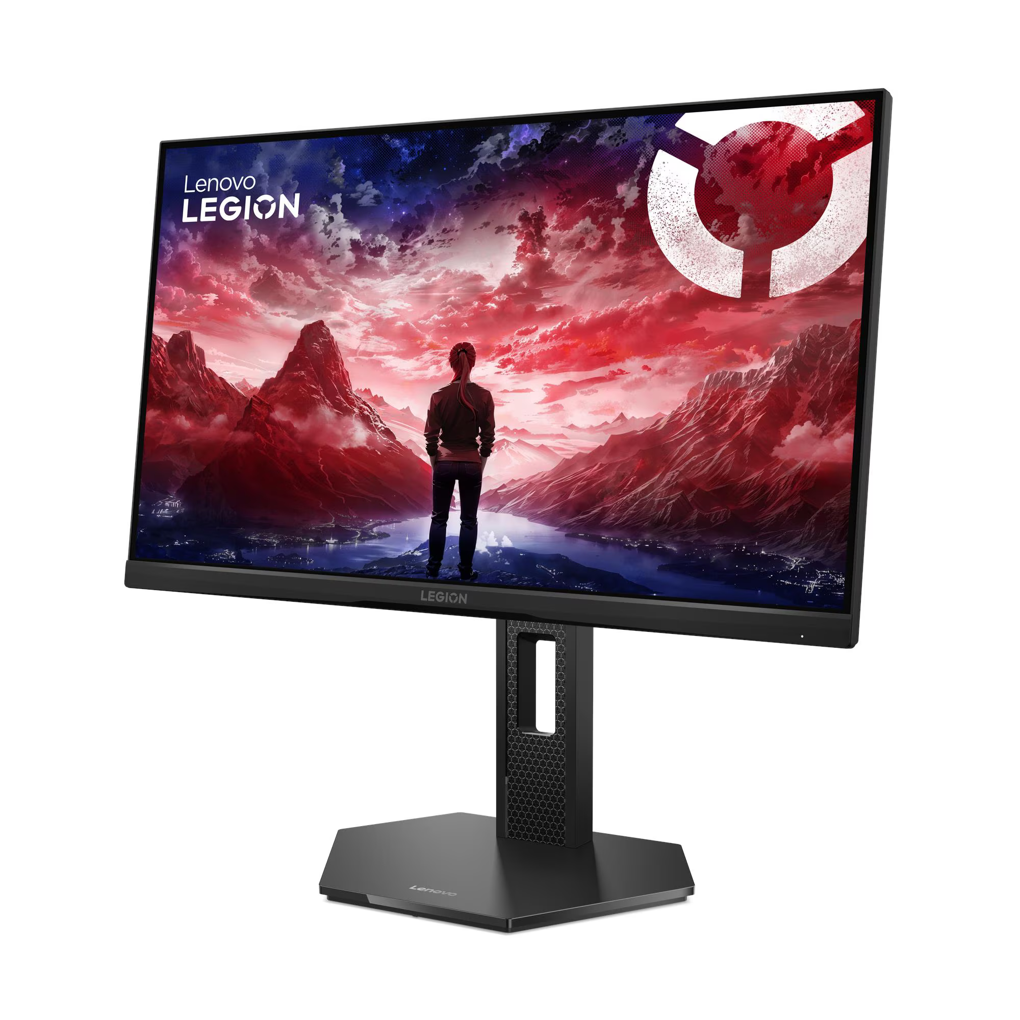 Egy Lenovo Legion monitor drámai játékjelenettel a képernyőjén.