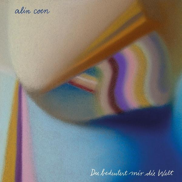 Abstrakte Pastellfarben: Blau, Gelb, Lila, Rosa und Braun in Streifen.