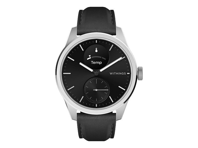 WITHINGS ScanWatch 2 (42 mm) Premium-Paket Hybrid Smartwatch Edelstahl Fluorelastomer, Leder, Armband Breite: 20 mm, Schwarz/Silber