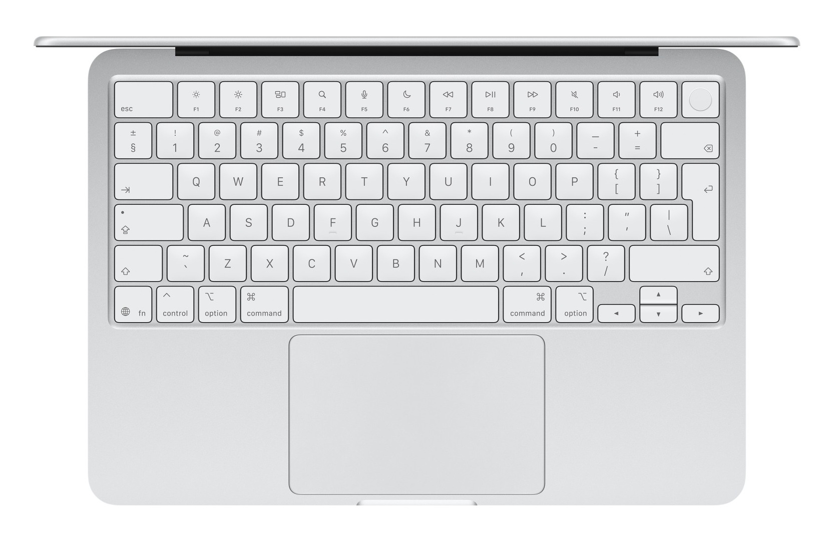 Srebrna klawiatura i gładzik laptopa.