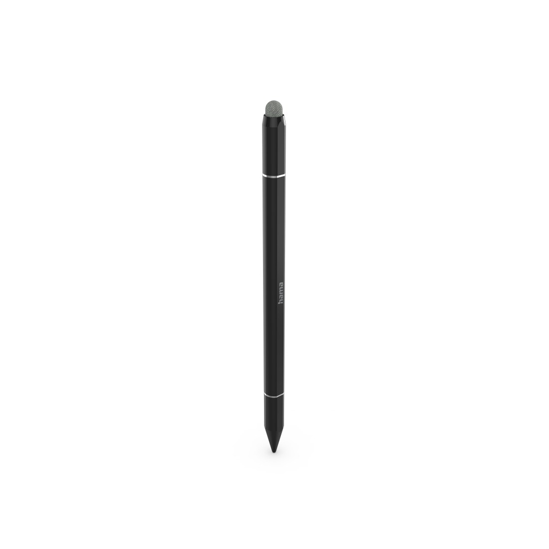 Schwarzer Eingabestift mit silberner Spitze und Hama-Logo.