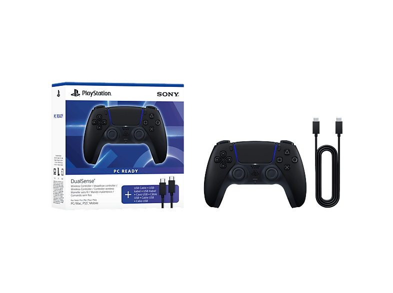 REACONDICIONADO Seminuevo Muy bueno Mando PS5 - Sony DualSense®: Midnight Black + cable USB para PC, Para PlayStation 5, Mac y Inalámbrica