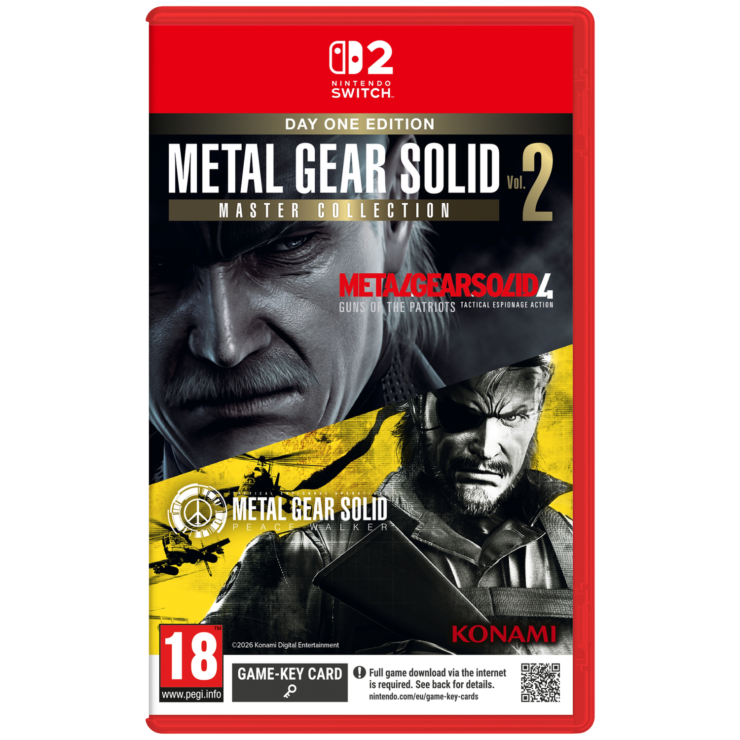 Nintendo Switch game cover voor Metal Gear Solid Master Collection, met personages en logo's.