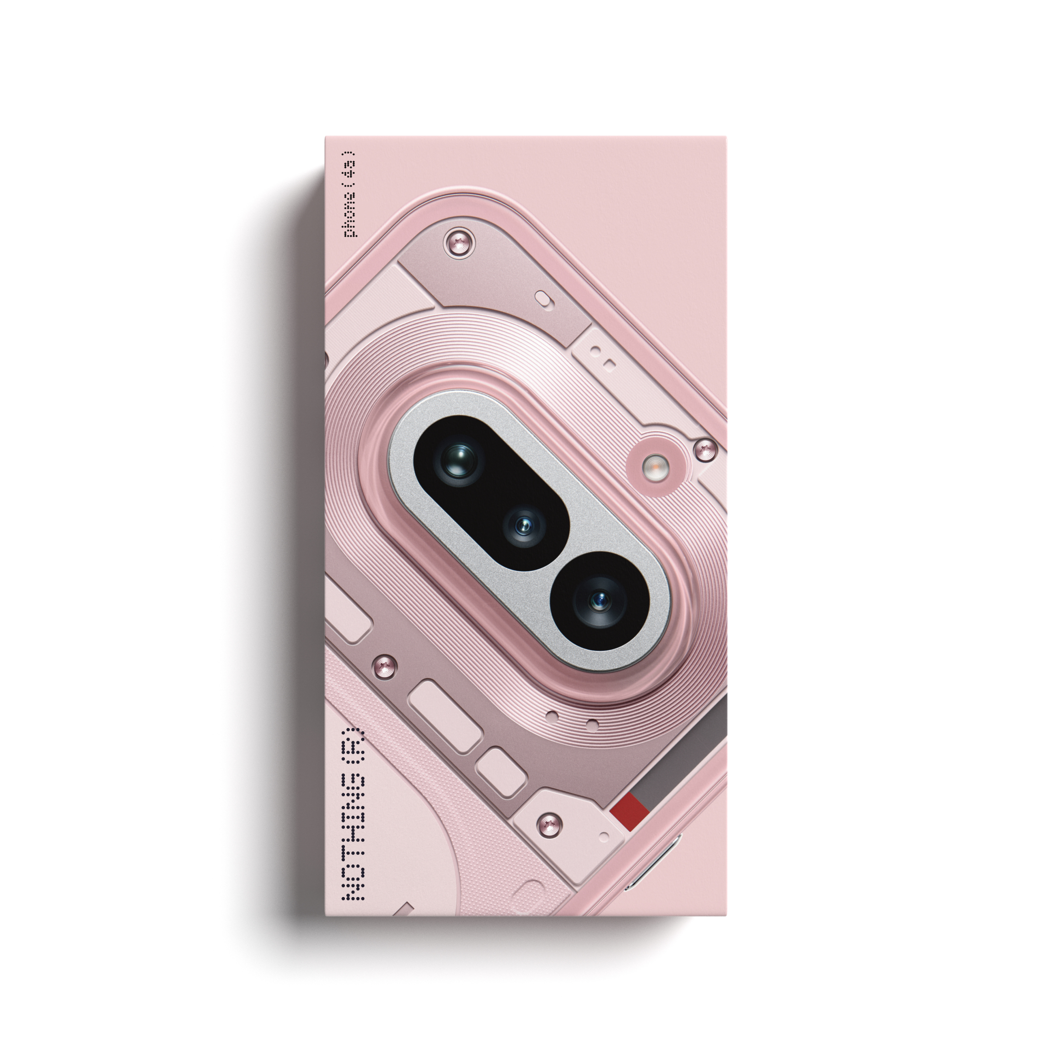 Ein rosa Smartphone mit dreifacher Kamera und einem silbernen Rahmen.