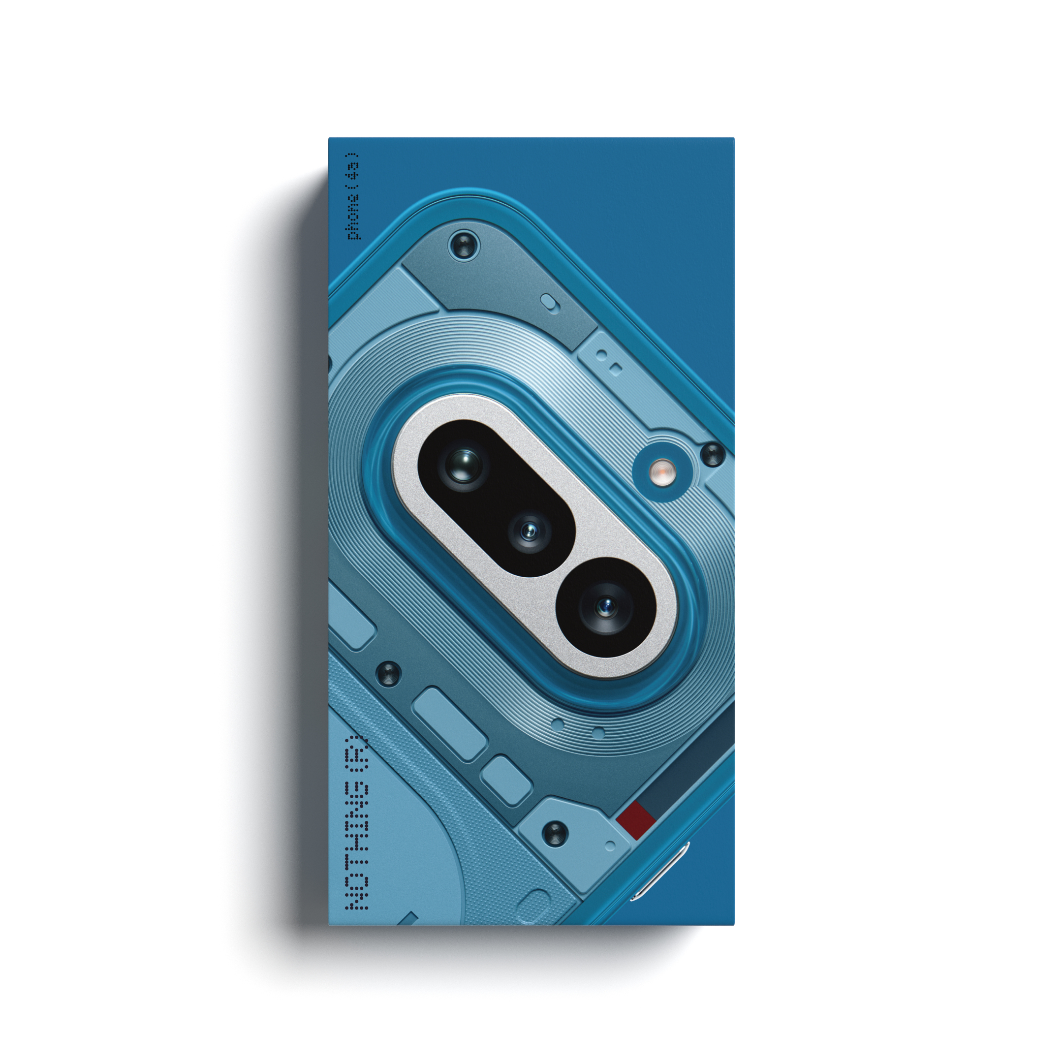 Nahaufnahme des blauen Nothing Phone (2a) mit sichtbarer Kamera und Schriftzug.