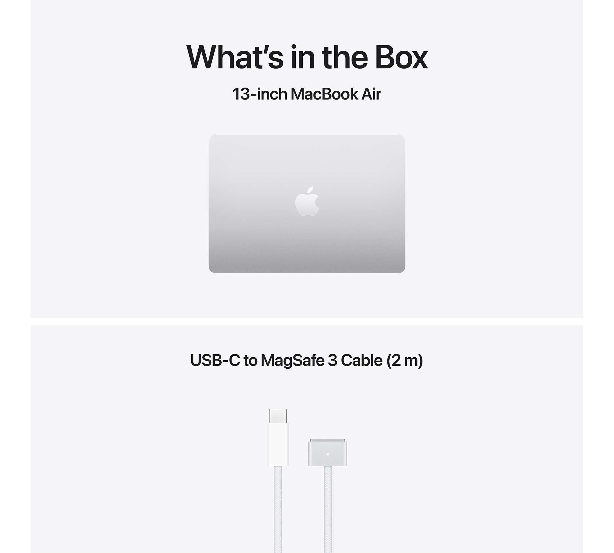 Ezüst MacBook Air és USB-C-MagSafe 3 kábel.