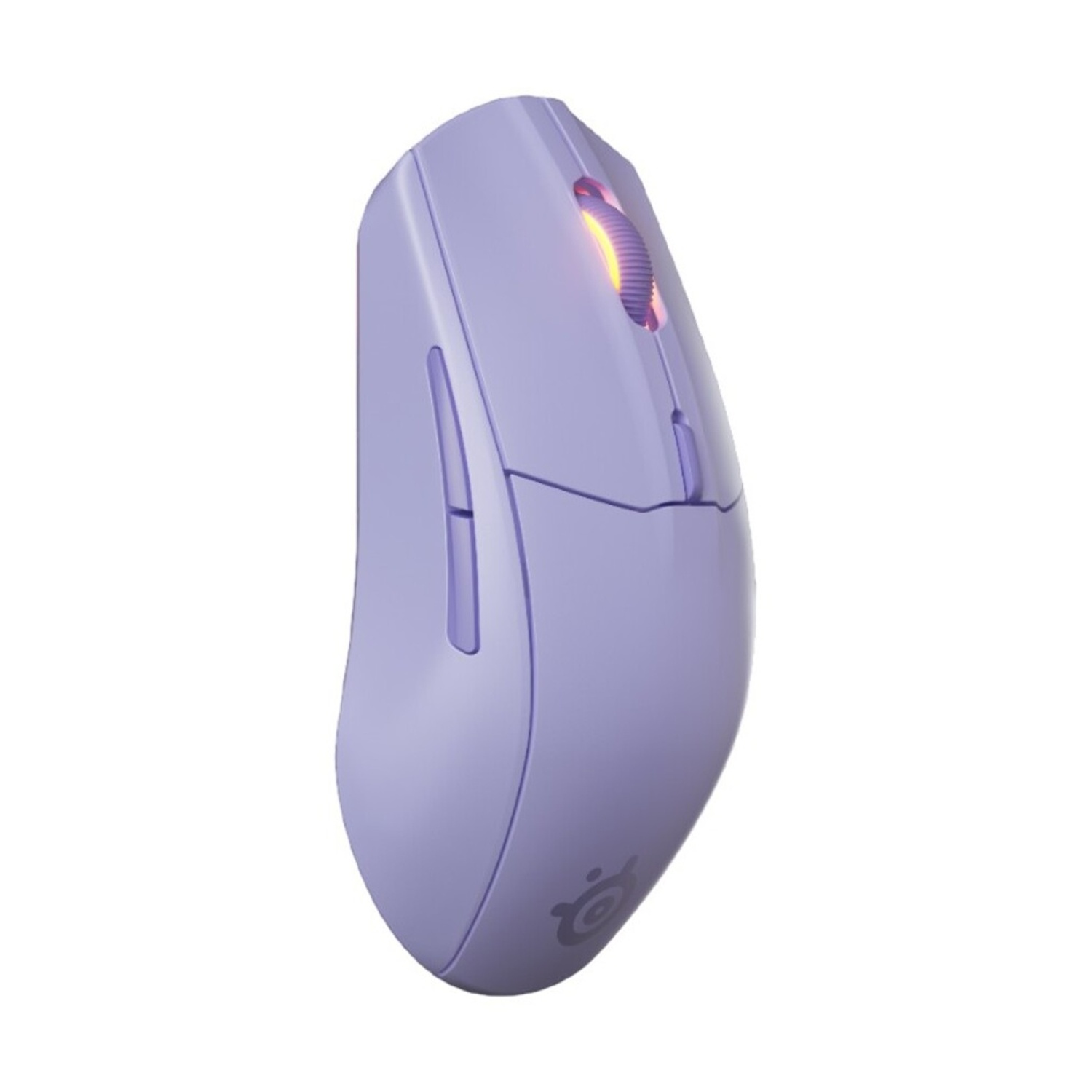 Un mouse lavanda con rotella illuminata.