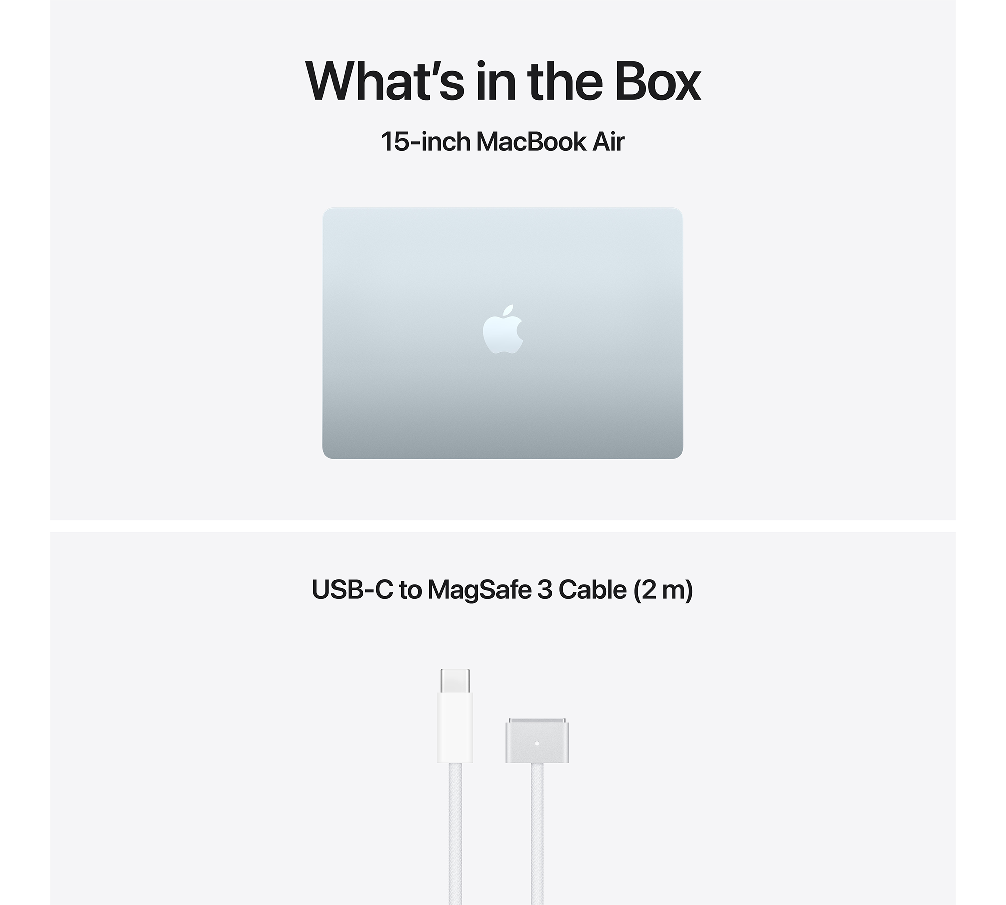 Ezüst 15 hüvelykes MacBook Air és fehér USB-C-MagSafe kábel.