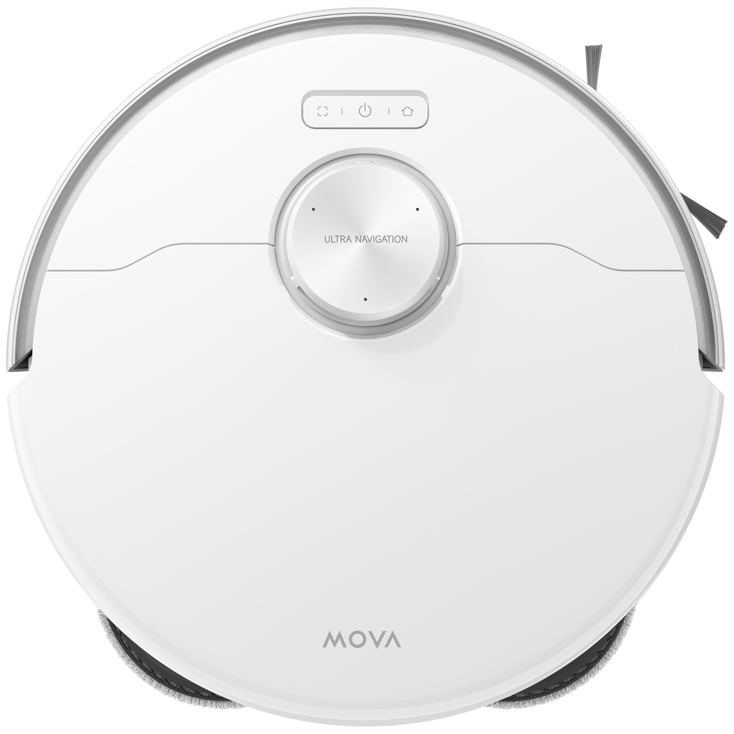 Witte robotstofzuiger met zilveren accenten en "ULTRANAVIGATION" logo.