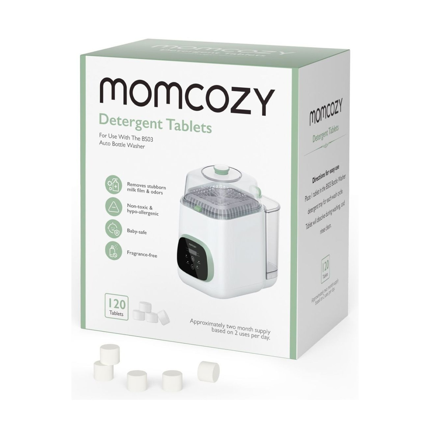 Tavolette detersivo Momcozy per lavabiberon. 120 tavolette.