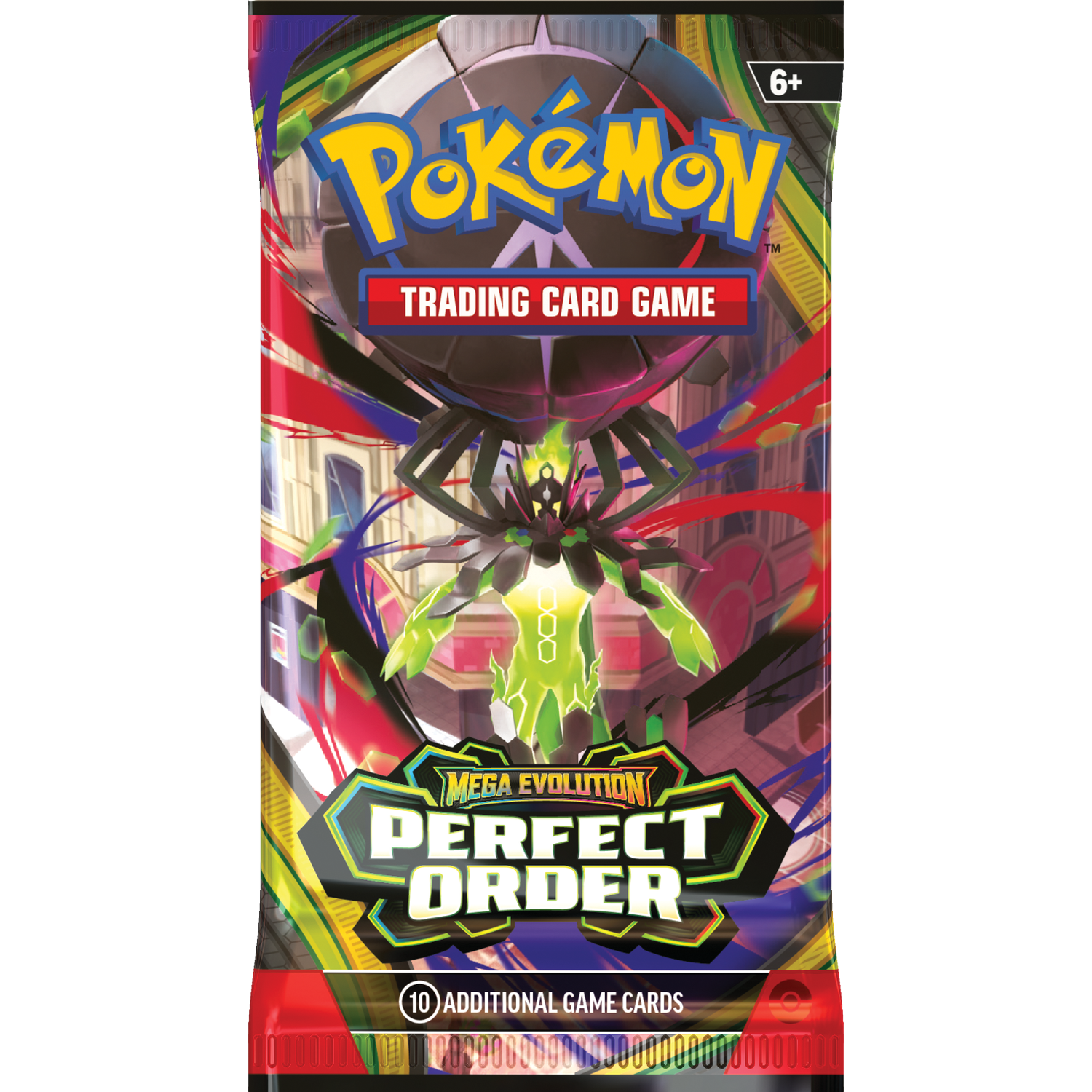 Pokemon Trading Card Game pack featuring Pokemon logo, spider Pokemon, and text.