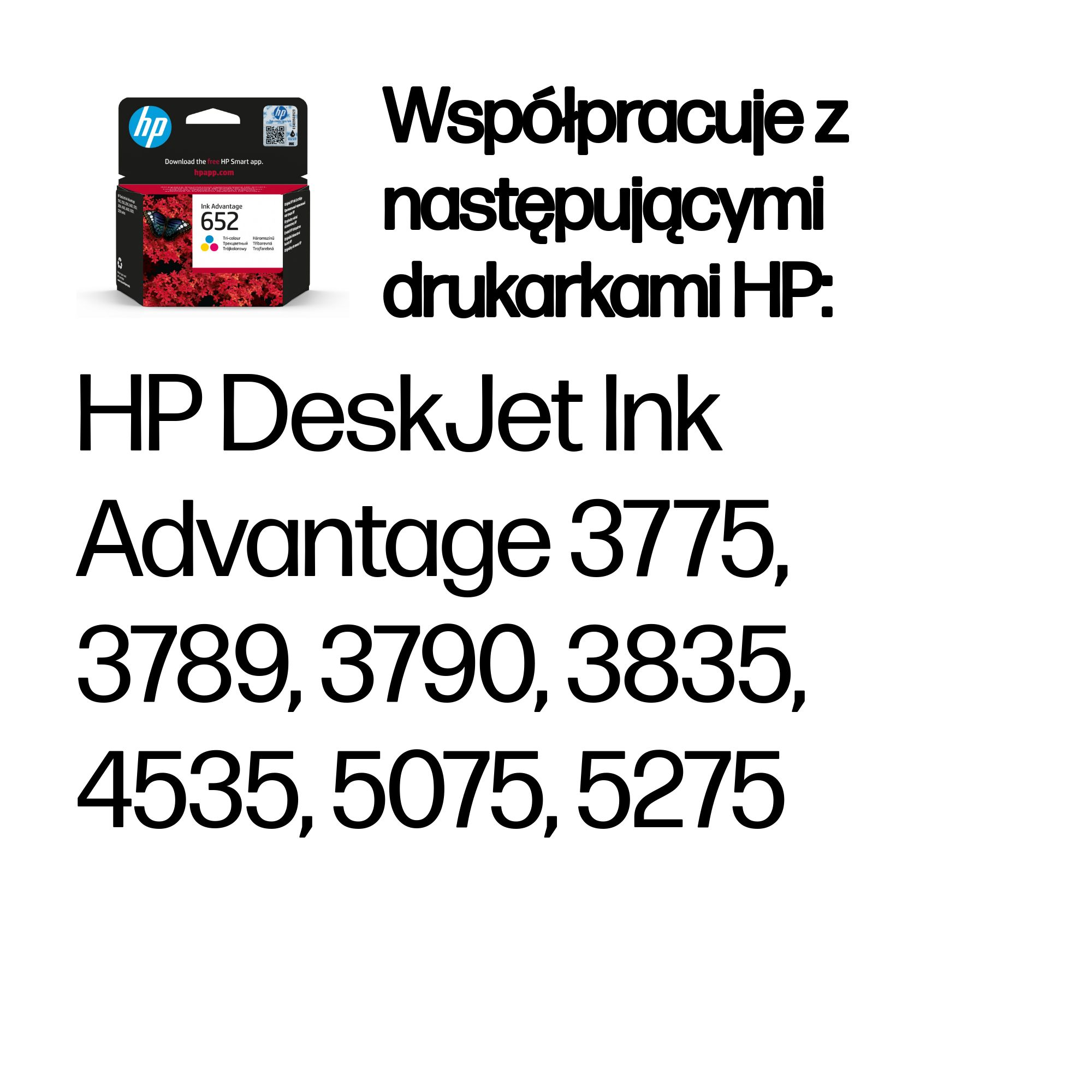 Tusz HP 652, kompatybilny z drukarkami HP DeskJet Ink Advantage.