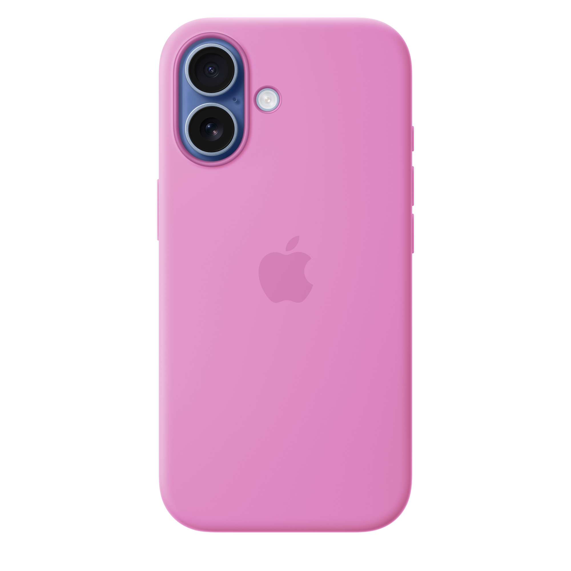 Egy rózsaszín iPhone hátoldala dupla kamerával és vakuval.
