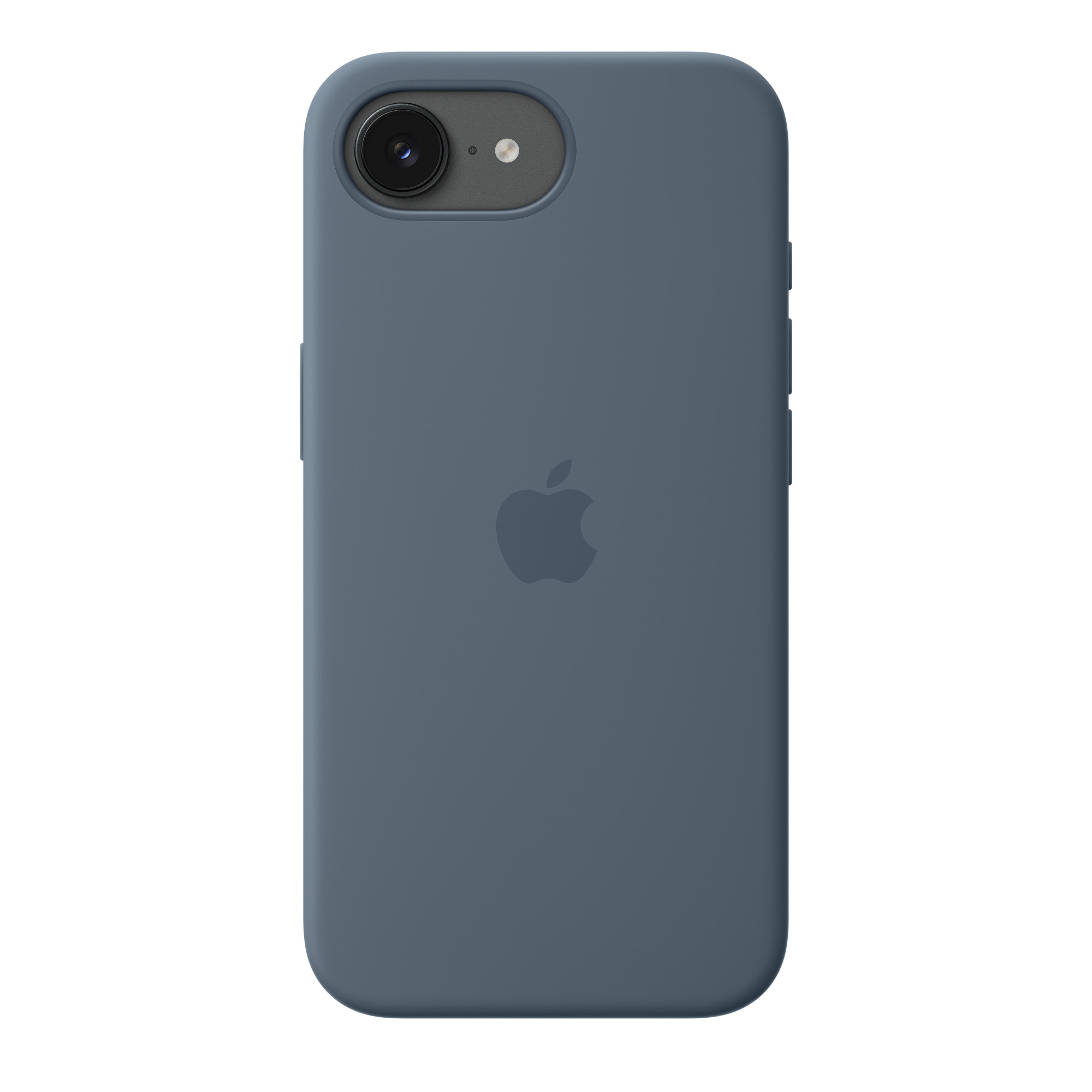 Szürke iPhone tok Apple logóval és kivágott kamerával.